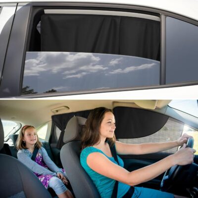 Roberly 4 PCS Magnetic Double Layer Car Window Shade for Baby, 19.7" x 18.9" Front Side Sun Shade 26.4" x 18.1" Rear Curtain with Full/Half Blackout UV Privacy Protection for Car Travel Sleeping Camp - Image 5