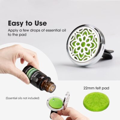 ttstar Car Diffuser Vent Clip - 30mm Aromatherapy Essential Oil Car Diffuser Vent Clips with 36 Refill Pads (3 Lotus Vent Clips, Metal) - Image 3