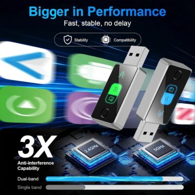 Wireless CarPlay Adapter for iPhone, 2026 Upgrade 2 in 1 Android Auto Wireless Adapter, Wired to Wireless, One-Touch Switch, Fast & Stable Connection, Plug & Play, iOS 10+ & Android 11+ - Image 3