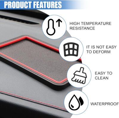 Car Dashboard Anti-Slip Grip Mat, Cell Phone Holder Gel Pad, Multifunctional Dashboard Sticky Pad, Universal Vehicle Interior Accessories for GPS, Keychains, Sunglasses (Red) - Image 4