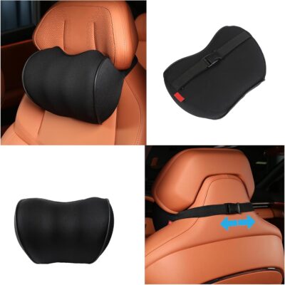 Car Seat Headrest Neck Rest Pillow, Car Headrest Pillow for Driving 100% Memory Foam and Car Neck Pillow for Pressure Relief.(1 pcs Black - Image 2