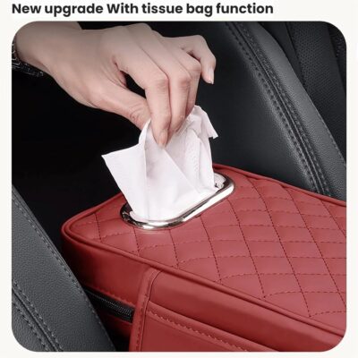 Memory Foam Car Armrest Cushion 2025 New Car Center Console Cushion Pad Car Truck Armrest Cover Auto Center Console Lid Center Armrest Cover Car Console Armrest Organizer Storage (Black and Red) - Image 5