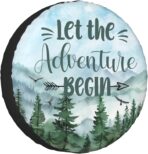 Spare Tire Cover for RV Camper Trailer Let The Adventure Begin, Weatherproof Universal Wheel Cover for RV Travel Trailer Camper Truck 14inch