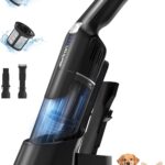 Aspiron Cordless Handheld Vacuum, 24KPA Powerful Car Vacuum, 2-Speed, 2 Charging Methods, Wireless Charger, Ergonomic Handle, Portable Rechargeable Vacuum Cleaner for Car, Home, Black Silver