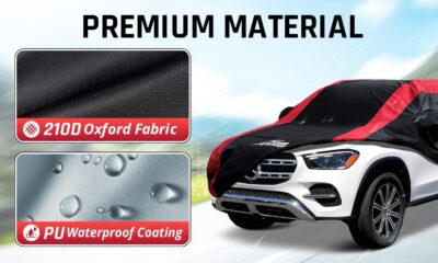 SUV Car Cover Custom Fit for BMW X5, Mercedes-Benz GLE, Audi Q7/SQ7, Car Cover Waterproof All Weather Outdoor Protection with Red Strip Design - Image 2