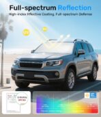 Zanch 2025 Upgraded Car Windshield Sun Shade [Cool Down by 75℉ ] with Heat Insulation Coating, Foldable Sunshade Umbrella with Flexible Handle & Ribs, Large (34''x61'') for Large SUV, Truck, Van - Image 3