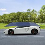 Car Sun Shade Umbrella Cover Tent, UV/Tear/Water-Resistant, 15x7.5ft Car Awning Cover for Outdoor Parking, Portable Foldable & Easy Install for SUV Sedan, Windproof & Anti-Theft, Navy Blue - Image 5