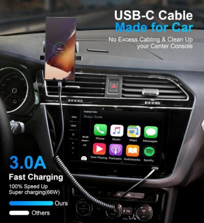 USB Type C Charger Cable Fast Charging, [2-Pack, 3ft] Coiled USB A to Type C Charger Cord for Car USB-C Cable Compatible with iPhone 17/16/15/Plus/Pro/Pro Max/Samsung Galaxy A10e A20 A50 S20 S10E - Image 2