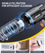 Car Vacuum Portable Cordless, 35000PA High Power Suction & Blower, Wireless Handheld Vacuum Cleaner for Car, Home, Office, Pet(Abyssal Black) - Image 5