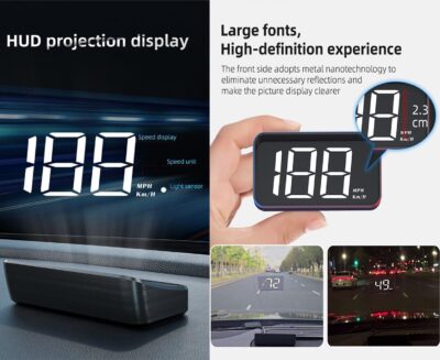 Car Head Up Display for Lincoln Continental 2017–2020, GPS Digital Speedometer, HUD Speedometer, Windshield HUD Head Up Display Suitable for All Cars,HUD + Reflective Film - Image 4