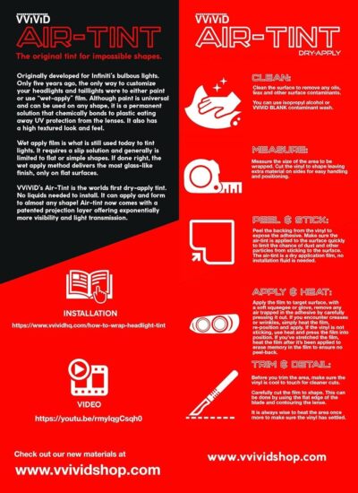 VViViD Air-Tint Headlight/Tail Light Window Tint (16" X 48" (w/Tools), Light Smoke Black) - Image 4