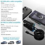 for iPhone 16e 17e 17 Pro Max Air, Fast Car Charger Adapter for iPhone 16e, 16, 16 Pro Max, 16 Plus, 15 Series, USB C Vehicle Phone Auto Automobile Plug with 2.8FT Coiled Cable Cord Fast Charging - Image 5