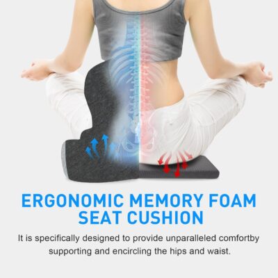 Denchy Car Seat Cushion with Lumbar Support for Long Sitting, Ergonomic Memory Foam Driving Seat Cushions for Semi Truck Bus Driver Trucker, Non Slip Office Chair Cushion (Dark Light Gray) - Image 8