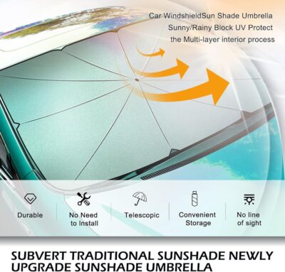 Windshield Sun Shade, Sun-Proof and Heat Insulation Retractable Automatic Opening Parasol, Interior Anti-Aging Privacy Protection Cover, Universal Summer Accessories for Cars (Silver) - Image 6