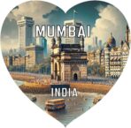 Mumbai India Travel Souvenir Destination Heart Shaped Decorative Flat Magnet 4-Inch