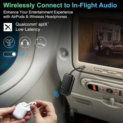 Bluetooth Transmitter Receiver, 2-in-1 V5.3 Wireless Adapter for Airplane, TV, PC, Gym, Switch. Supports up to 2 AirPods/Headphones. Audio Receiver for Car/Home Stereo,with AptX Low Latency & HD - Image 3