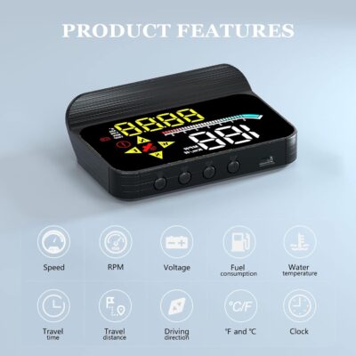 HUD M17,Heads up display OBD2 and GPS Dual System Speedometer for Car, Digital Speedometer with Speed, Travel Direction, and Overspeed Alarm, Fatigue Driving Alarm，Suitable for All car - Image 3