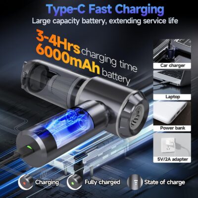 Car Vacuum Portable Cordless, Small Handheld Vacuum Cleaner with 24000PA High Power Suction, Mini Vacuum Cordless Rechargeable with One-Touch Empty, 10-in-1 Hand Vac for Car Home Office Dust - Image 3