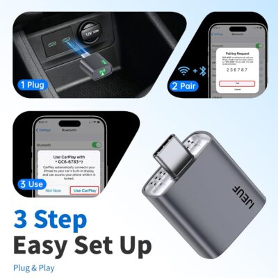 Wireless CarPlay Adapter for Apple iPhone 2026 Upgrade, Converts Factory Wired to Wireless, No Delay, Stable Connection, Mini Apple Carplay Wireless Adapter for iOS 10+ and Car from 2018+,USB/Type C - Image 5