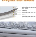 SEAZEN Car Cover 6 Layers, Waterproof Truck Car Cover, Snowproof/UV Protection/Windproof, Universal Car Covers Breathable Fabric with Cotton (240 inch to 250 inch) - Image 3