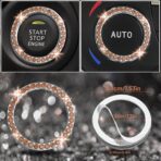 NBTEPEM 12 Pcs Bling Car Accessories Set for Women Car Floor Mats Full Set Steering Wheel Cover Seat Belt Covers Coasters Universal Fit Car SUV Truck Van Gold - Image 8