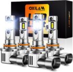 OXILAM New 9005 9006 LED Bulb Combo, HB-3 HB-4 90000LM 10X Ultra-Brightness, 3 Min Quick Installation, 60000H Longer Lifespan Driving Light, IP68 Waterproof, No Flicker, 99% Compatibility, 4PCS