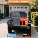 600D Waterproof Car Cover Custom Fit for Jeep Wrangler 4 Door (2007-2025) JL JK TJ YJ CJ, Outdoor Car Cover Waterproof All Weather for Automobiles Sun Rain Snow Protection with Door Zipper - Image 7