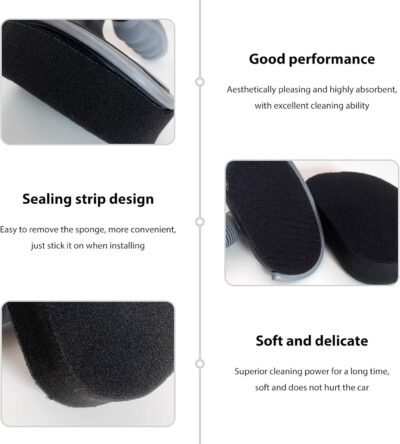 Car Tire Shine Applicator, High-Density Sponge Tyre Dressing Applicator Pad with Curved Handle, Reusable Wheel Polishing Brush Auto Detailing Foam for Applying Tire Shine - Image 3