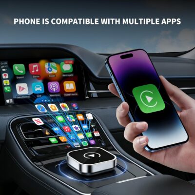 Wireless CarPlay and Android Auto Adapter, Ultra-Compact Aluminum Design with Dual-Band Technology, USB-C/USB-A Compatible for Wired CarPlay Vehicles - Image 2