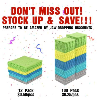 HOMEXCEL Microfiber Cleaning Cloths, 100 Pack Microfiber Towels for Cars, Lint & Scratch-Free Bulk Cleaning Rags for House, Kitchen, Car and Shop, Multicolor Absorbent Cleaning Towels 11.5 x 11.5 inch - Image 6