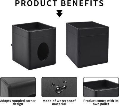 Tissue Box Cover Square Tissue Box Holder PU Leather Facial Tissues Organizer with Storage Tray for Bathroom Vanity Bedroom Office Car, Stylish Napkin Caddy Decorative Organizer (Black) - Image 7