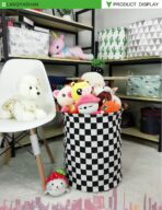 LANGYASHAN Laundry Basket Canvas Fabric Collapsible Organizer Basket for Storage Bin Toy Bins Gift Baskets Bedroom Clothes Children Nursery Hamper (Racing flag) - Image 8