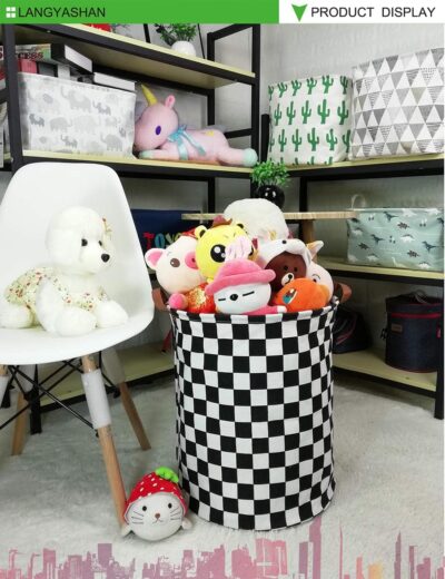 LANGYASHAN Laundry Basket Canvas Fabric Collapsible Organizer Basket for Storage Bin Toy Bins Gift Baskets Bedroom Clothes Children Nursery Hamper (Racing flag) - Image 8