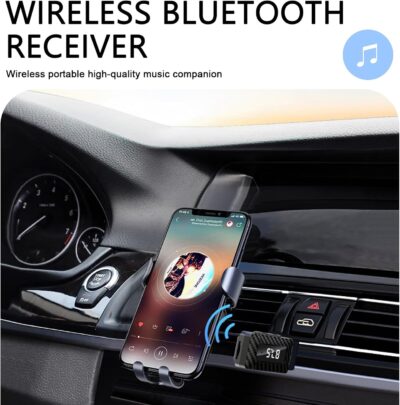 USB Bluetooth Receiver for Car, Bluetooth 5.3 Wireless Audio Adapter, USB Power Supply 3.5mm Aux Jack Adapter, FM+AUX Transmitting Signal Receiver, for Car Stereo Sound Home Stereo, PC (Black) - Image 3
