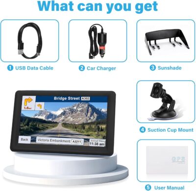 GPS Navigator for Car Truck RV,7 inch Touch Screen Latest 2026 Map, Real Voice Spoken Turn-by-Turn Direction Reminding Navigation System, Vehicle GPS with Speed and Red Light Warning - Image 5