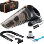 Mini Car Vacuum Cleaner - 12V Aux-Powered 106W Cyclonic Suction HEPA Filter 3 Attachments & 16ft Cord Compact 2.4lbs Design for Truck/Car Interior Cleaning