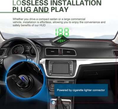 Pack-1 Car Heads Up Display, Universal High Definition Windshield Speedometer Projector, Car HUD Digital Speedometer, for Most Cars, Trucks, SUVs (White #2) - Image 5