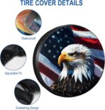 RV Spare Tire Cover with American Eagle USA Flag, Trailer Tire Covers PVC Leather for Truck SUV Wrangler Camper Vehicle Wheel Cover Waterproof Sun Dust Protection 14 inch - Image 6