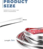 Car Trim,Car Accessories,Self Adhesive Chrome Tape for Cars,Automotive Exterior and Interior Molding Trim,Applicable on Auto Side Body,Bumper,Grille,Roof,Window,Tailgate,Side Mirror (25mm) - Image 2