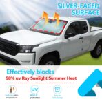 Car Windshield Sun Shade Compatible with Nissan Frontier 2022-2025 Windshield Sunscreen Heat Shield Front Windshield Sun Shade Folding Sunshade UV Protection - Image 4