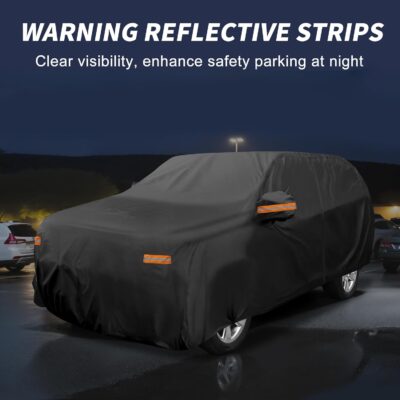 X AUTOHAUX Car Cover Outdoor Waterproof Sun Rain Snow Hail Protection with Left Side Door Zipper 210D-PU for Ford Expedition - Image 5