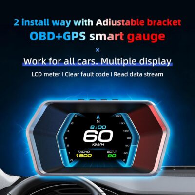 MH HUD Heads Up Display for Car, OBD2 + GPS Dual System, OBD2 Gauge Display, Digital Speedometer MPH Water&Oil Temp Meter Tachometer Driving Overspeed Alarm for All Car, OBD2 for 2008+ Vehicle - Image 2
