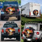 Rv Spare Tire Cover Wheel Sunset Palm Beach Tire Covers Wheel Protectors Universal Fit for Camper RV SUV Truck Travel Trailer Accessories Waterproof Cover 14 inch for Diameter 25-27in - Image 6