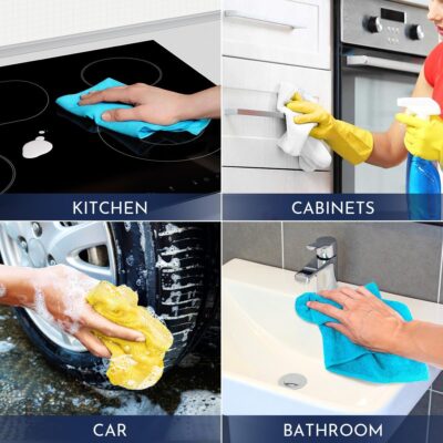 GLIMGLINT Microfiber Cleaning Cloth,12PK Reusable Cleaning Rags, Highly Absorbent Shop Rags Bulk, All-Purpose Car Cleaning Towels for TV Screen, Kitchen, Restaurant Garage, 14"X12", Multicolor - Image 7