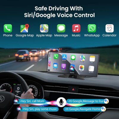 Largest 11.5 inch Wireless CarPlay Screen for Car, A-pple CarPlay & Android Auto HD Touchscreen with 4K Dash Cam/1080P Backup Camera/Navigation/Bluetooth/Voice Control/FM/Mirror Link,for All Vehicles - Image 8
