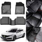 KUST Floor Mats for 2016-2021 Honda Civic Sedan/Type R/Coupe, 2017-2021 Civic Hatchback, All Weather Car Mats Front Rear 2 Rows Set for Civic Accessories TPE Rubber Raised Edge