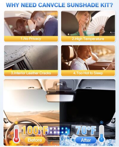 Window Shades for Toyota RAV4 2019-2025 Accessories Windshield Sun Shade Side Rear Window Covers Sunshade Sun Visor Shield Privacy Protection for Camping Keep Vehicle Cool Black 8PCS - Image 3