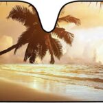 BDK Golden Sunset Beach Front Windshield Sun Shade Accordion Folding Cute Car Window Shades for Truck & Car Sunshade Shield for Sun UV Rays - Visor Protector Keeps Your Vehicle Cool - 58 x 27 inches