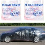 2 Pack Disposable Car Cover Clear Plastic Car Cover Universal Rain Dust Garage Cover with Elastic Band Medium (12.4 FT x 21.6 FT)
