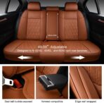 Car Seat Covers Full Set, Breathable Leather Automotive Front and Rear Seat Covers & Headrest, Universal Automotive Vehicle Seat Cover for Most Sedan SUV Pick-up Trucks, Brown - Image 4